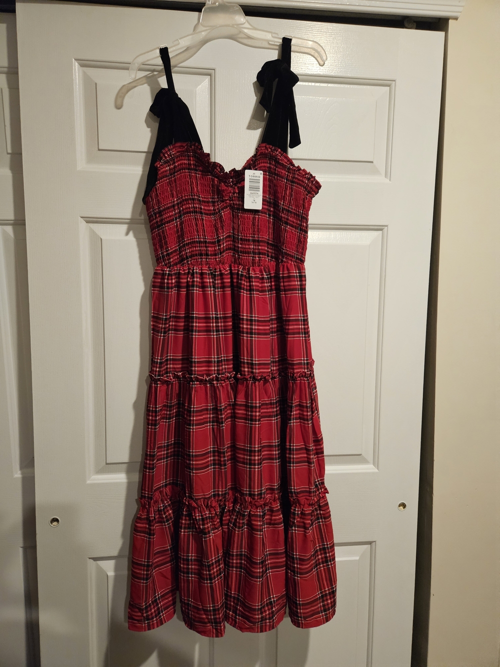 Torrid Tiered Midi Dress with Black Tie Straps